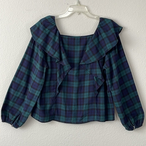 J.CREW Women's Blackwatch Plaid Flannel Top Size M - Picture 4 of 8